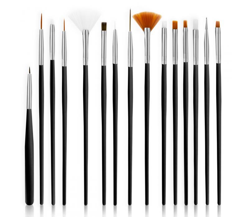 Zestaw pędzelków 15szt. CZARNY 