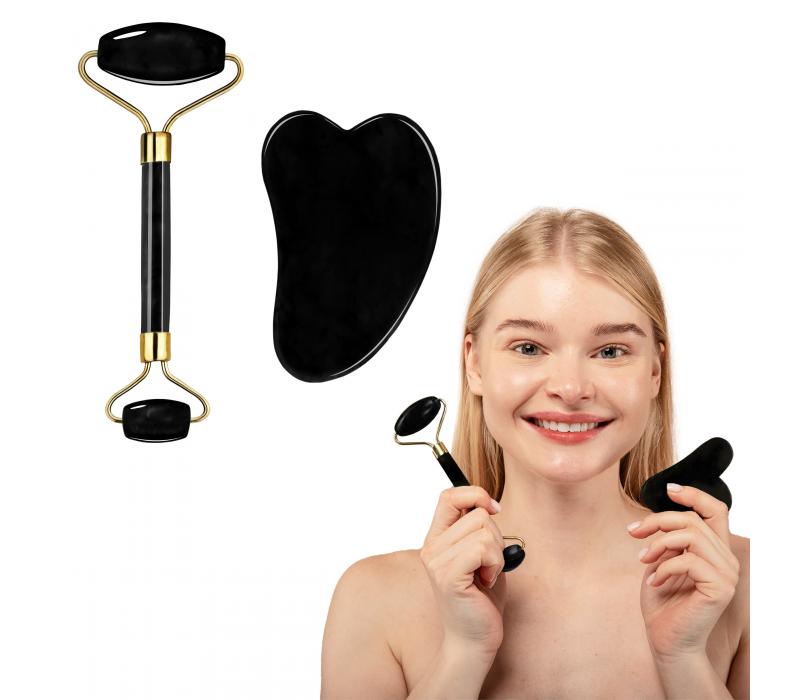 Roller do masażu Black z płytką Gua Sha