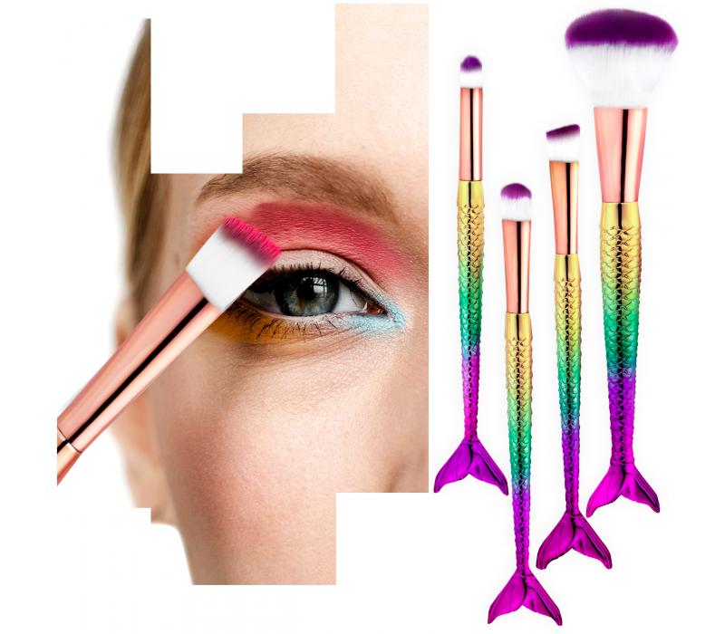 Zestaw 4 pędzelków do makijażu oczu Mermaid Multicolor