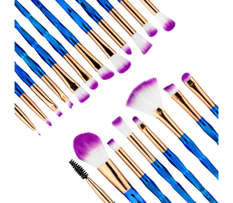 Zestaw 20 pędzelków do makijażu Mermamid Pink&Blue
