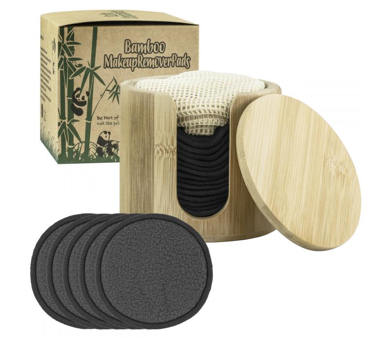 Zestaw 16 bawełnianych płatków w drewnianym pojemniczku