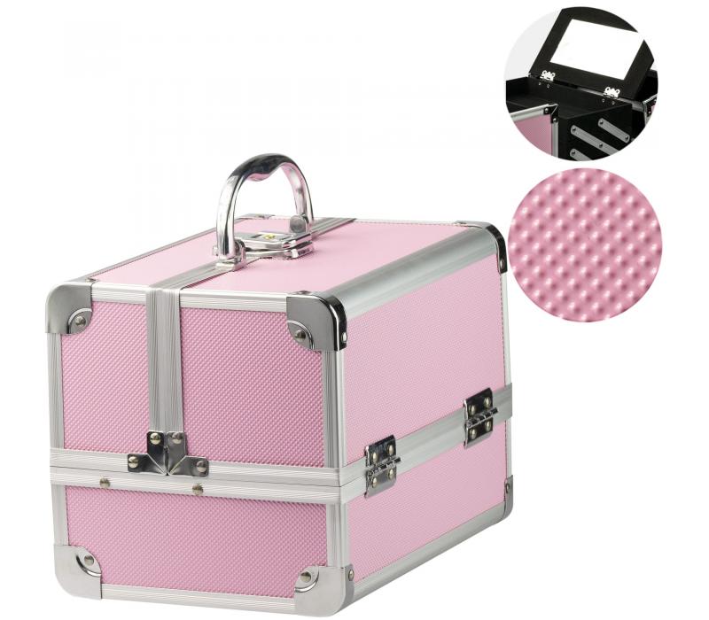  Kuferek kosmetyczny z lusterkiem różowy