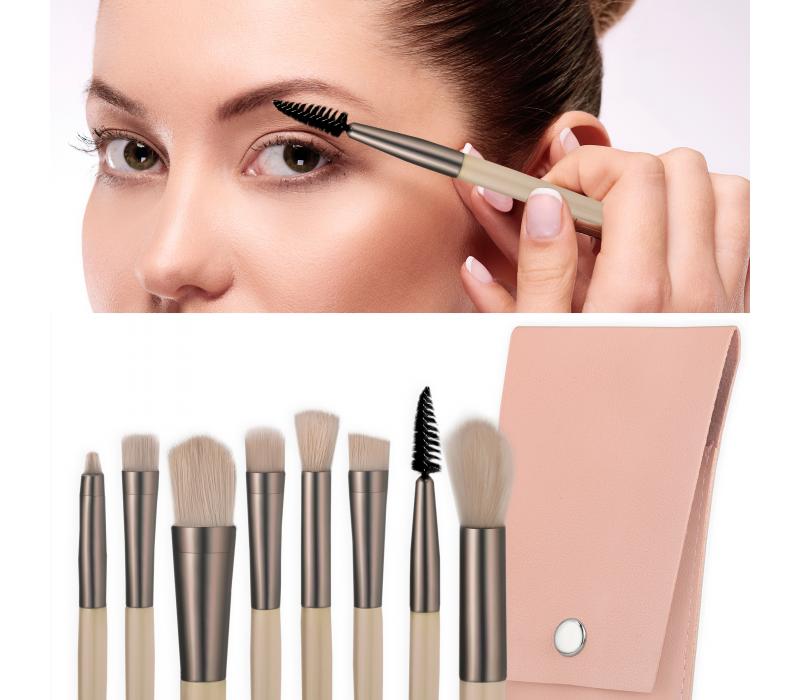 Zestaw 8 pędzelków do makijażu w etui Beige