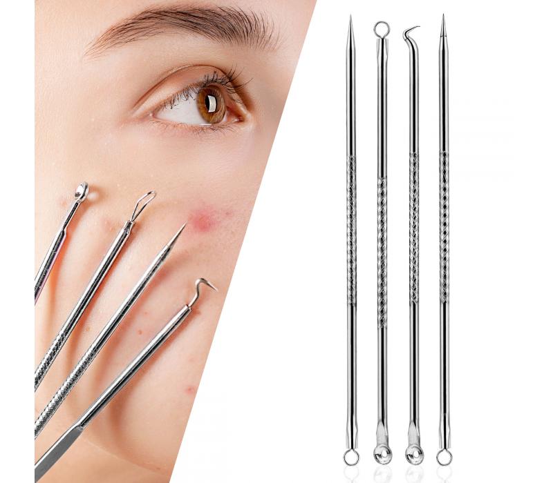 Zestaw 4 narzędzi do usuwania zaskórników w etui