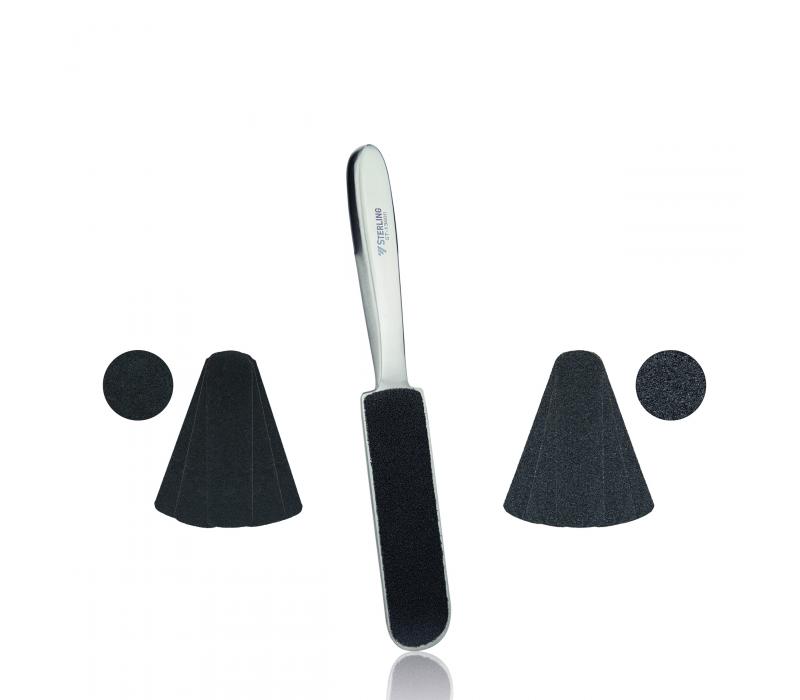 STERLING Dwustronna metalowa tarka do stóp + 12 jednorazowych wkładów (ST-13600)