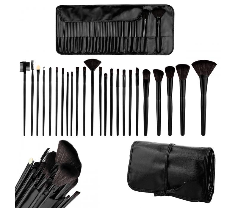 Pędzelki do makijażu 24 sztuki w etui - Black
