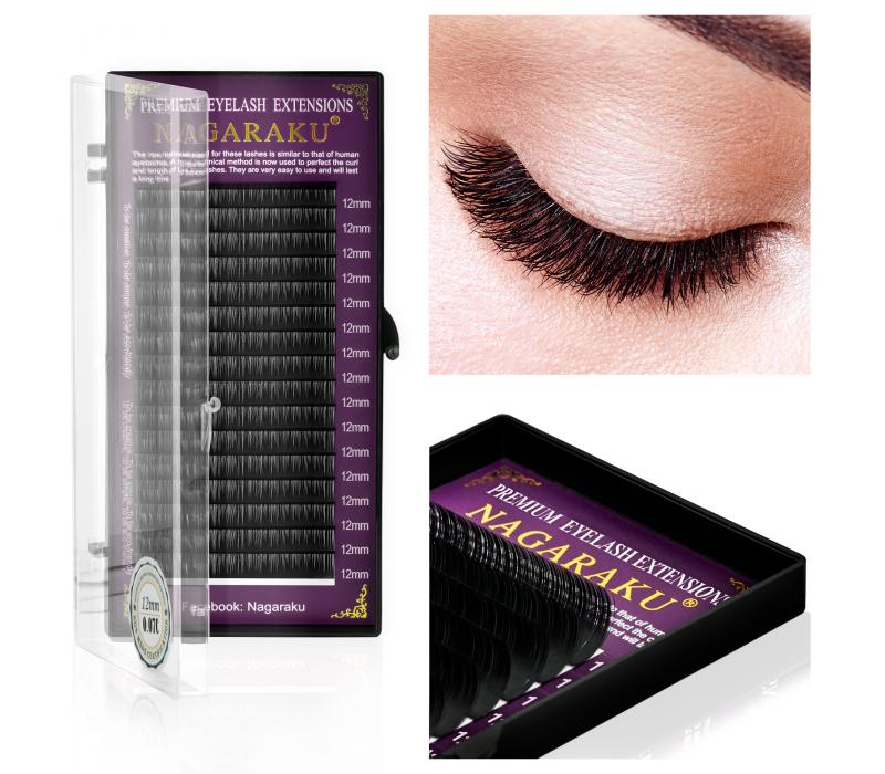 NAGARAKU Jedwabne rzęsy C 0,07 - 12mm