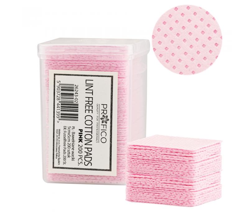 Bawełniane waciki do usuwania lakieru hybrydowego 5cmx5cm - Różowe 200 sztuk