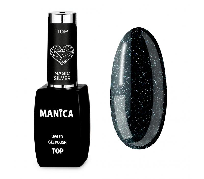 Manica Top hybrydowy UV/LED Gel Polish Top Magic Silver 10ml
