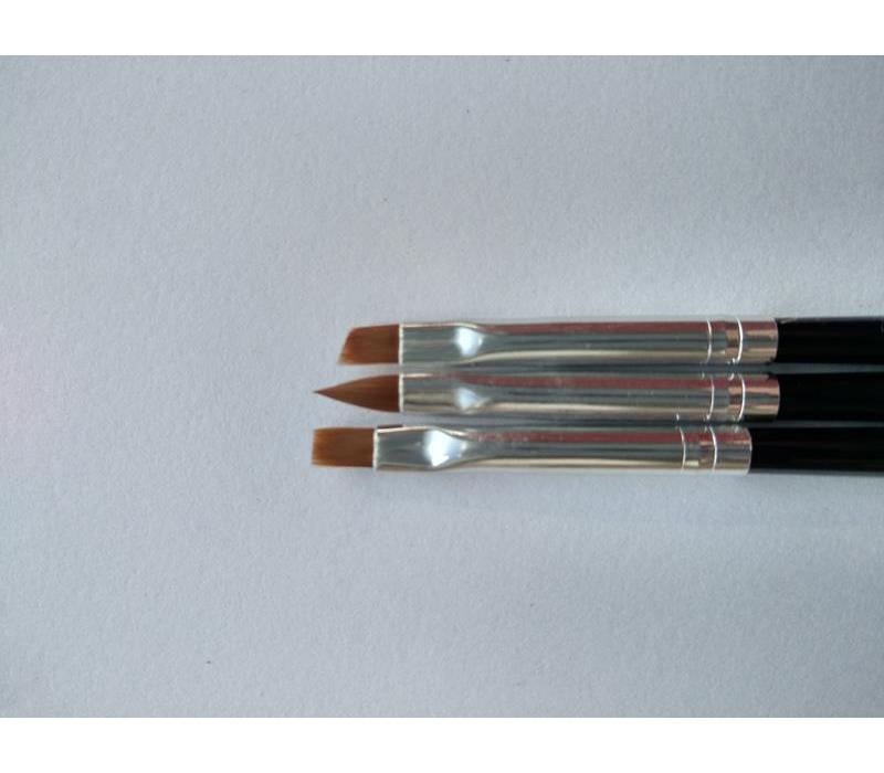 Pędzelki do  Paznokci  Żel Akryl 3szt. Czarne AGB-161