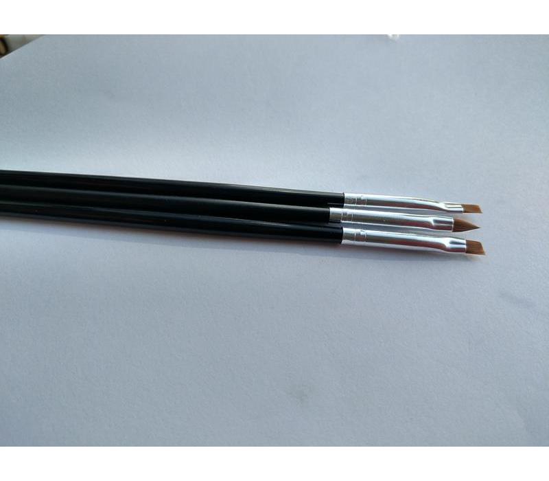 Pędzelki do  Paznokci  Żel Akryl 3szt. Czarne AGB-161