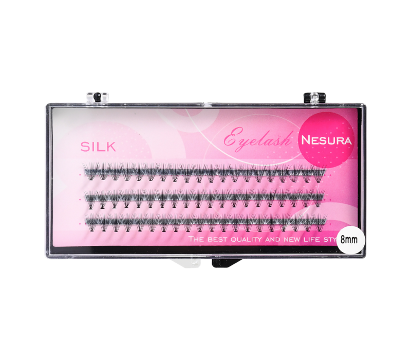 NESURA Pink jedwabne rzęsy kępki 10mm(60szt)