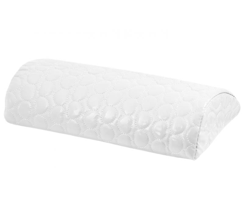 Poduszka Półwalec Pikowana w Serca Skóra Biała