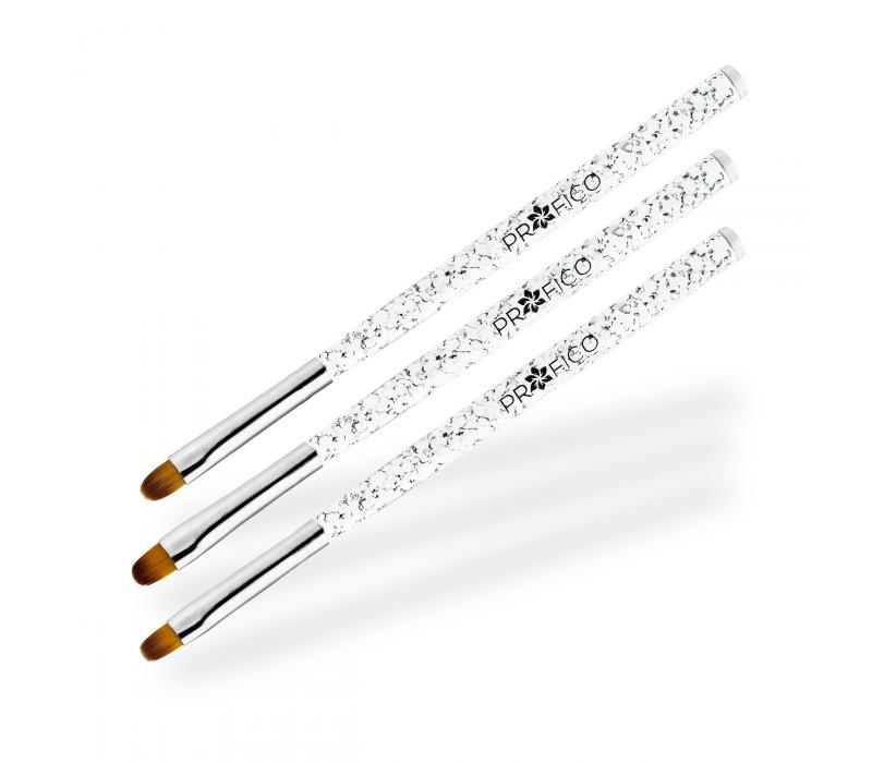 PROFICO Zestaw pędzelków do żelu White Marble - 3 szt