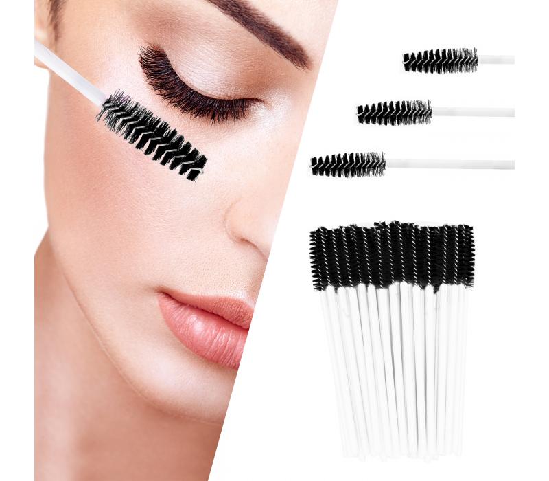 Szczoteczki do rzęs PROFICO biało czarne 50 szt