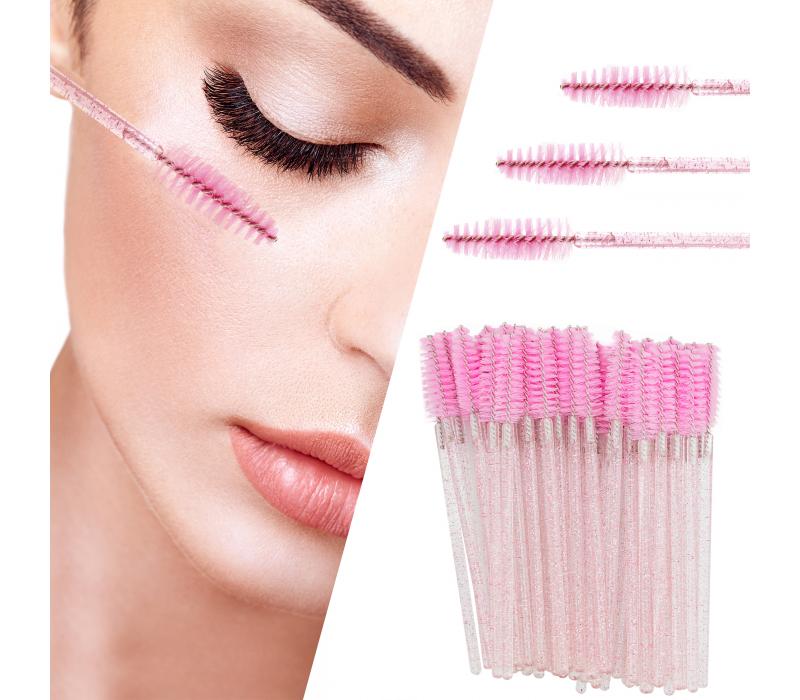 Szczoteczki do rzęs PROFICO glitter różowe 50 szt