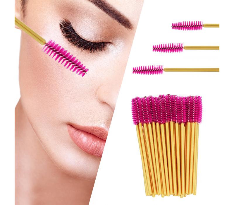 Szczoteczki do rzęs PROFICO złoto różowe 50 szt