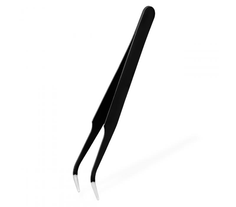  Pęseta kosmetyczna do przedłużania rzęs - czarna zagięta